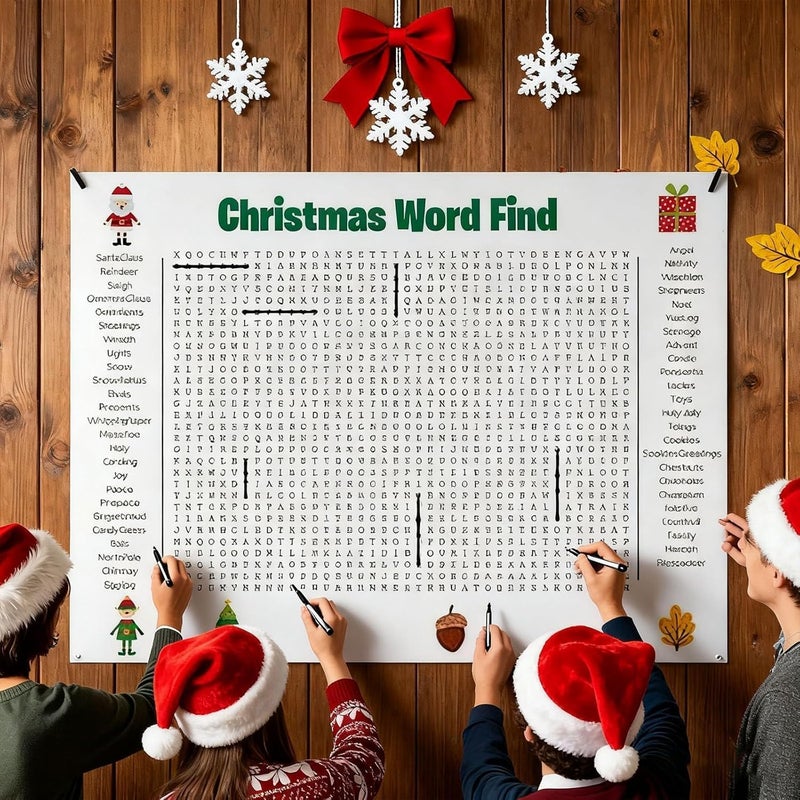 Virularty Jumbo Christmas Word Search Poster, Giant 31.5"x20" Wall Game, Poster-Size Word Search, Giant Thanksgiving Christmas Activity for Families (Christmas) - Image 3